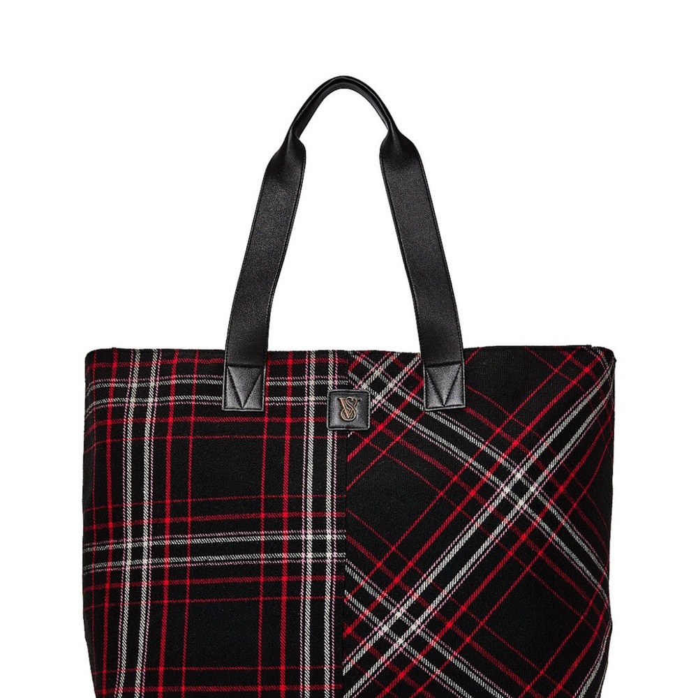 Victoria's Secret Black and Red Plaid Tote